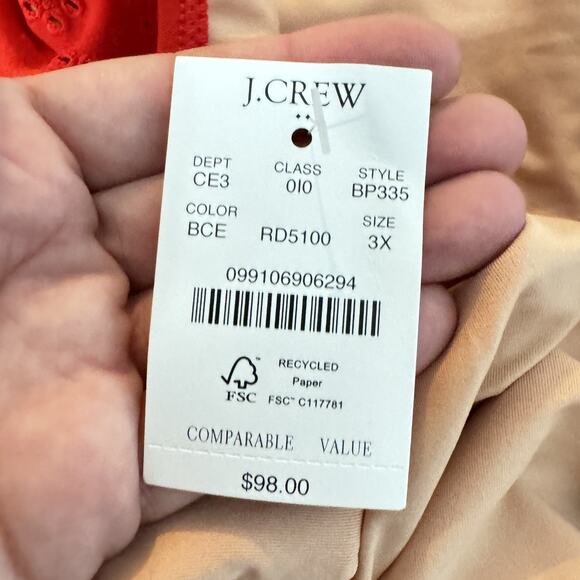 J. Crew Cutout One-Piece Swimsuit with Bow Size 3X Red Eyelet Colorblock New - Picture 7 of 11